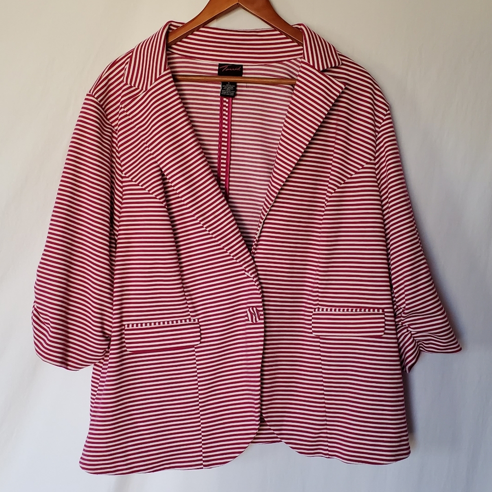 Torrid Pink Striped Jacket Size 4